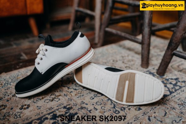 Giày da nam sneaker màu xanh navy đậm cao cấp SK2097 003