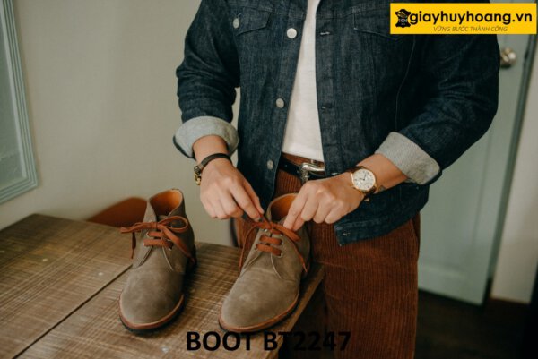 Giày da lộn nam phối quần jeans đẹp Chukka Boot BT2247 002