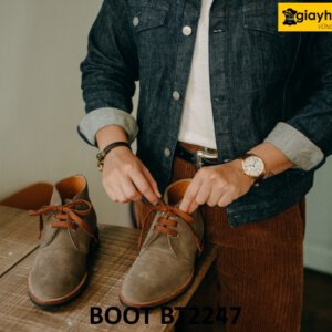 Giày da lộn nam phối quần jeans đẹp Chukka Boot BT2247 001