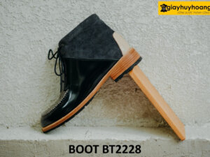 Giày da nam cổ thấp da đen bóng kính Chukka Boot BT2228 004