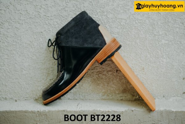Giày da nam cổ thấp da đen bóng kính Chukka Boot BT2228 004