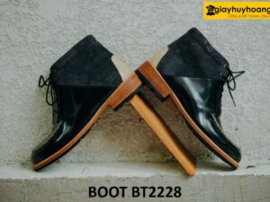 Giày da nam cổ thấp da đen bóng kính Chukka Boot BT2228 003