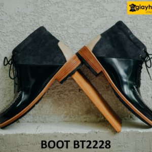 Giày da nam cổ thấp da đen bóng kính Chukka Boot BT2228 003
