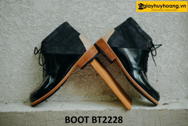 Giày da nam cổ thấp da đen bóng kính Chukka Boot BT2228 003