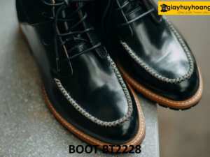 Giày da nam cổ thấp da đen bóng kính Chukka Boot BT2228 001