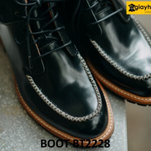 Giày da nam cổ thấp da đen bóng kính Chukka Boot BT2228 001