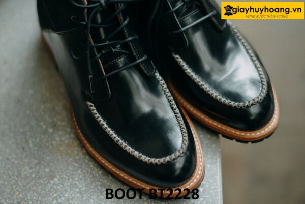 Giày da nam cổ thấp da đen bóng kính Chukka Boot BT2228 001
