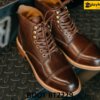 Giày boot da nam buộc dây mũi tròn màu nâu BT2229 001