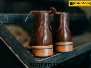 Giày boot da nam buộc dây mũi tròn màu nâu BT2229 002