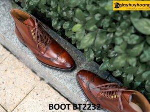 Giày boot nam đục lỗ họa tiết cánh chim BT2232 004