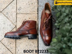Giày boot nam đục lỗ họa tiết cánh chim BT2232 003