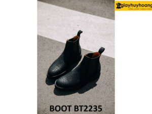 Giày da lộn cổ cao nam dập vân Chelsea Boot BT2235 004