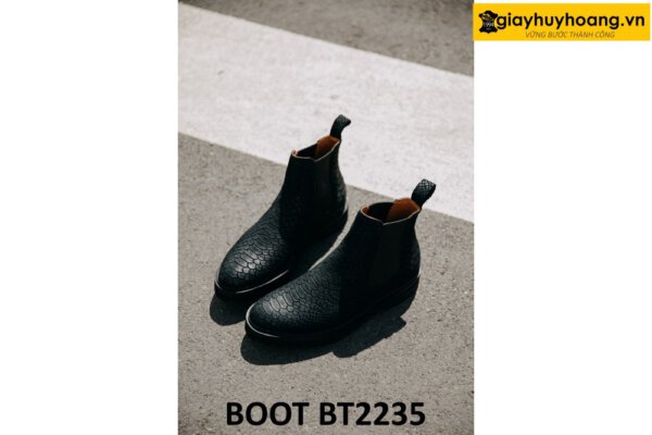 Giày da lộn cổ cao nam dập vân Chelsea Boot BT2235 004