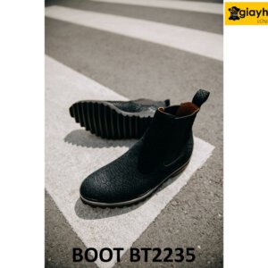 Giày da lộn cổ cao nam dập vân Chelsea Boot BT2235 003