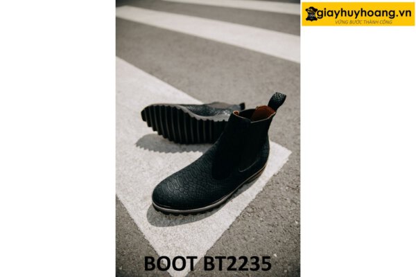 Giày da lộn cổ cao nam dập vân Chelsea Boot BT2235 003