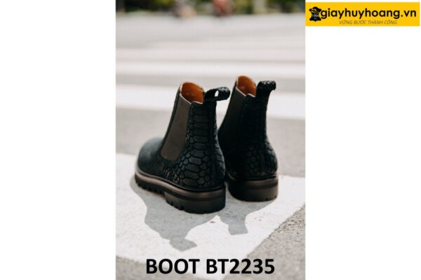 Giày da lộn cổ cao nam dập vân Chelsea Boot BT2235 002