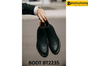 Giày da lộn cổ cao nam dập vân Chelsea Boot BT2235 001