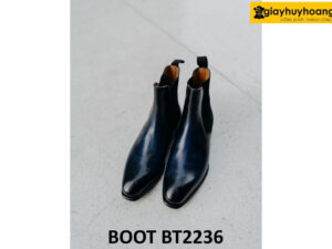 Giày boot nam cổ cao thủ công xanh navy Boot BT2236 001