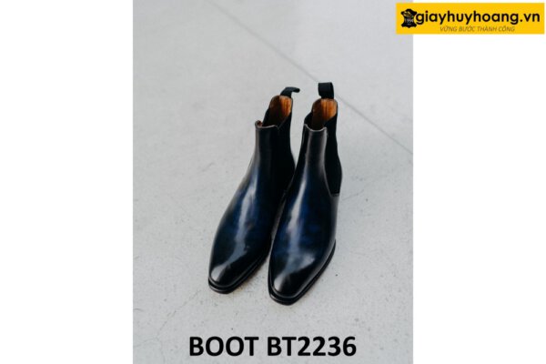 Giày boot nam cổ cao thủ công xanh navy Boot BT2236 001