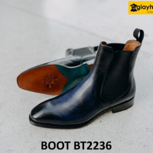 Giày boot nam cổ cao thủ công xanh navy Boot BT2236 004