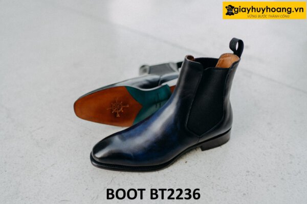 Giày boot nam cổ cao thủ công xanh navy Boot BT2236 004