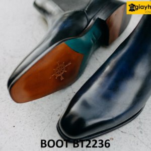 Giày boot nam cổ cao thủ công xanh navy Boot BT2236 002