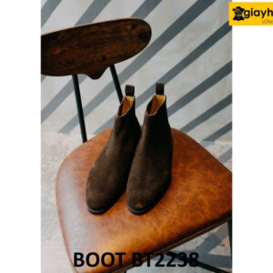 Giày da boot nam chelsea da lộn màu nâu BT2238 001