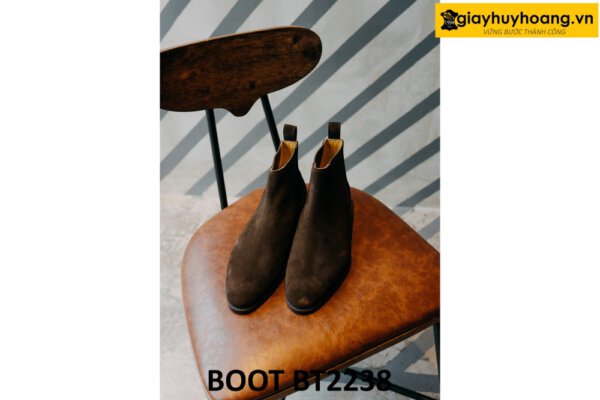 Giày da boot nam chelsea da lộn màu nâu BT2238 001