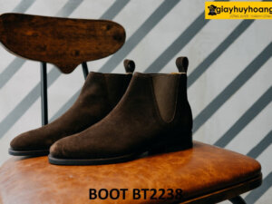Giày da boot nam chelsea da lộn màu nâu BT2238 005