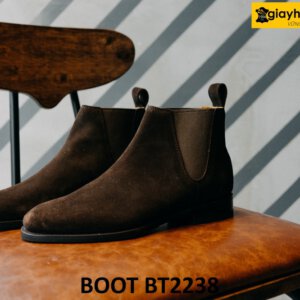Giày da boot nam chelsea da lộn màu nâu BT2238 005