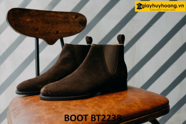 Giày da boot nam chelsea da lộn màu nâu BT2238 005