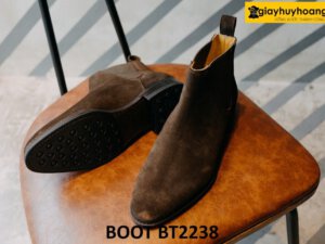 Giày da boot nam chelsea da lộn màu nâu BT2238 004