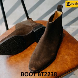 Giày da boot nam chelsea da lộn màu nâu BT2238 004
