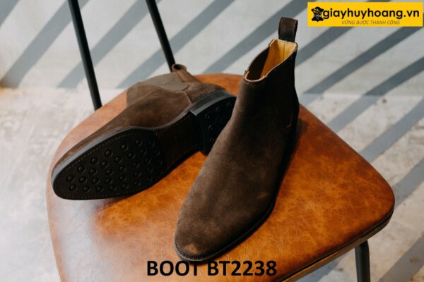Giày da boot nam chelsea da lộn màu nâu BT2238 004