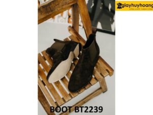 Giày boot cổ cao nam chelsea da lộn màu nâu BT2239 004