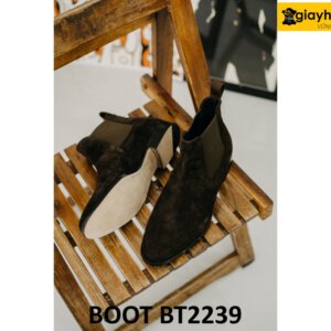 Giày boot cổ cao nam chelsea da lộn màu nâu BT2239 004
