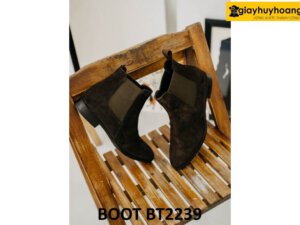 Giày boot cổ cao nam chelsea da lộn màu nâu BT2239 003