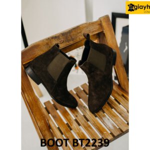Giày boot cổ cao nam chelsea da lộn màu nâu BT2239 003