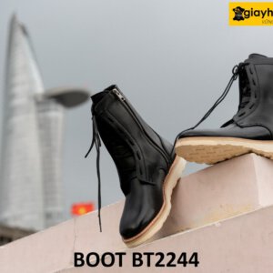 Giày da boot nam buộc dây có khóa kéo BT2244 001