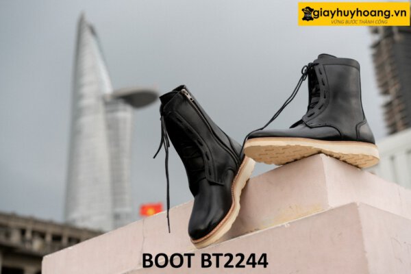 Giày da boot nam buộc dây có khóa kéo BT2244 001