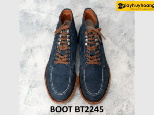 Giày da lộn boot nam buộc dây xanh navy BT2245 001