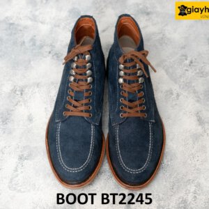 Giày da lộn boot nam buộc dây xanh navy BT2245 001