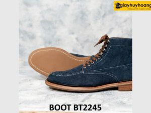 Giày da lộn boot nam buộc dây xanh navy BT2245 005