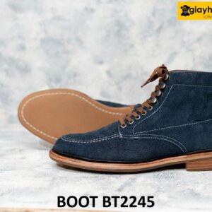 Giày da lộn boot nam buộc dây xanh navy BT2245 005