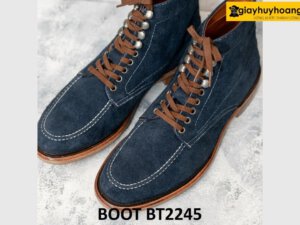 Giày da lộn boot nam buộc dây xanh navy BT2245 003