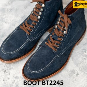 Giày da lộn boot nam buộc dây xanh navy BT2245 003