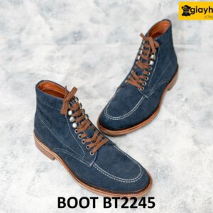 Giày da lộn boot nam buộc dây xanh navy BT2245 002