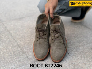 Giày da lộn nam cổ thấp xám lông chuột Chukka Boot BT2246 001