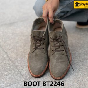 Giày da lộn nam cổ thấp xám lông chuột Chukka Boot BT2246 001