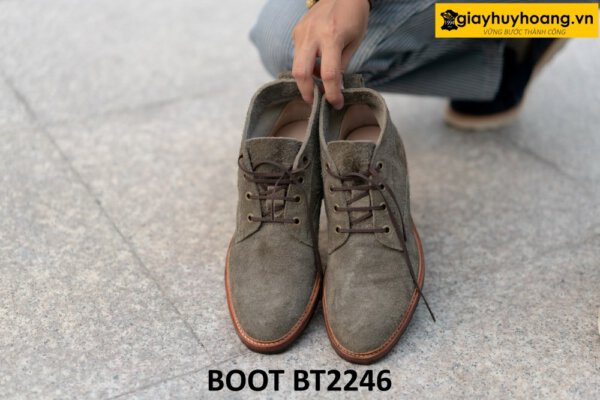 Giày da lộn nam cổ thấp xám lông chuột Chukka Boot BT2246 001